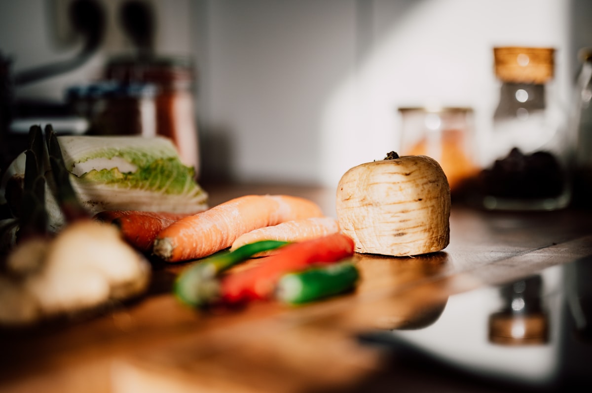Healthy cooking preparation with fresh vegetables